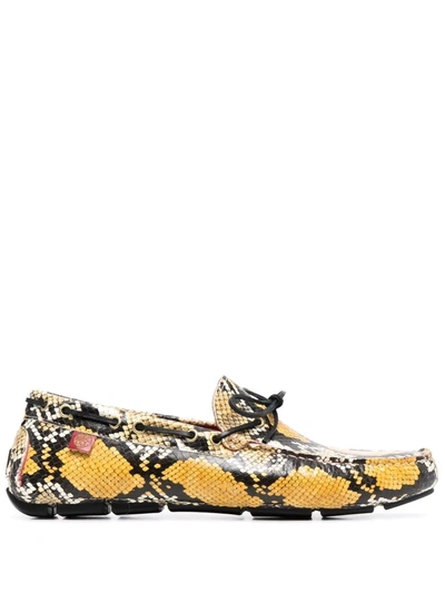 Giuliano Galiano Mike Python-effect Leather Moccasins In Gelb