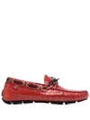 GIULIANO GALIANO MIKE CROCODILE-EFFECT LEATHER MOCCASINS