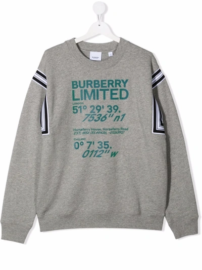 Burberry Kids' Coordinate-print Cotton Sweatshirt In Grey