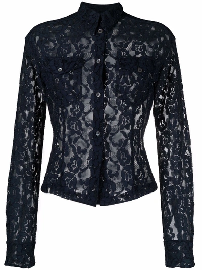 Pre-owned Dolce & Gabbana 1990s Buttoned Lace Shirt In Blue