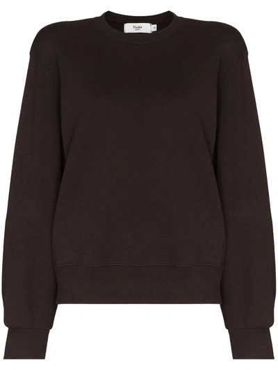 The Frankie Shop Vanessa Padded-shoulder Organic-cotton Sweatshirt In Braun