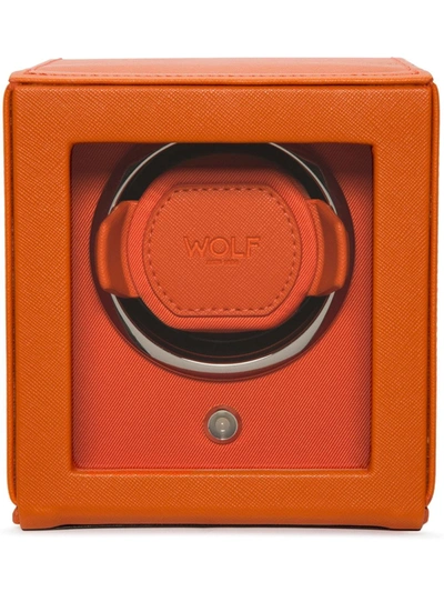 Wolf Cube Logo Watch Winder In Orange
