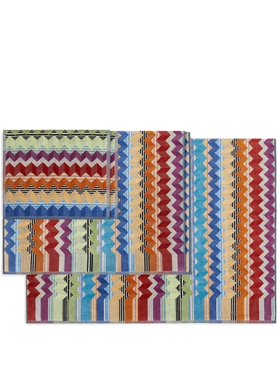 Missoni Zigzag-print Five-piece Towel Set In Orange