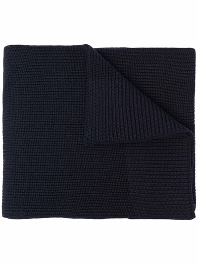 Maison Margiela Chunky-knit Wool-cotton Scarf In Blue