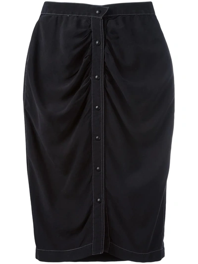 Pre-owned Mugler 1980s High Waisted Pencil Skirt In Black