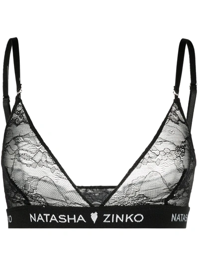 Natasha Zinko Lace Embroidered Bralette In Black