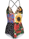 DOLCE & GABBANA PATCHWORK PRINT SWIMSUIT