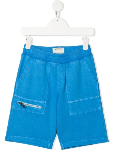 Zadig & Voltaire Kids' Logo-patch Track Shorts In Blue