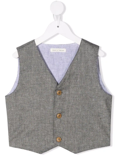 Zhoe & Tobiah Kids' Buttoned-up Slub-textured Gilet In Grey