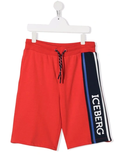Iceberg Teen Logo-print Track Shorts In Red