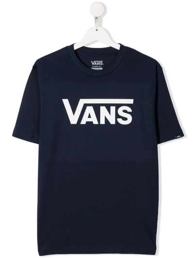Vans Teen Logo-print Cotton T-shirt In Blue