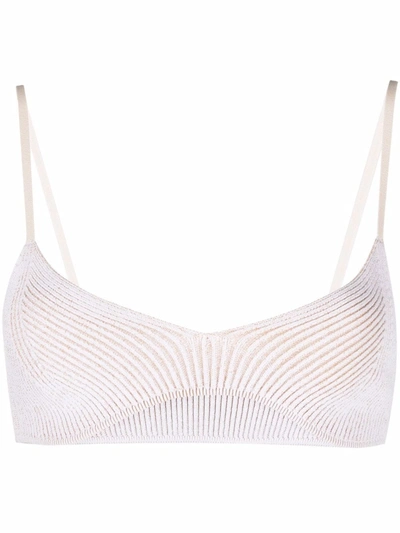 Anine Bing Womens Multi Cora Ribbed Stretch-knit Bra Top M In Ivory