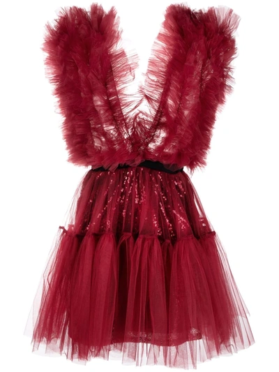 Alchemy Lia Ruffled Tulle Minidress In Red
