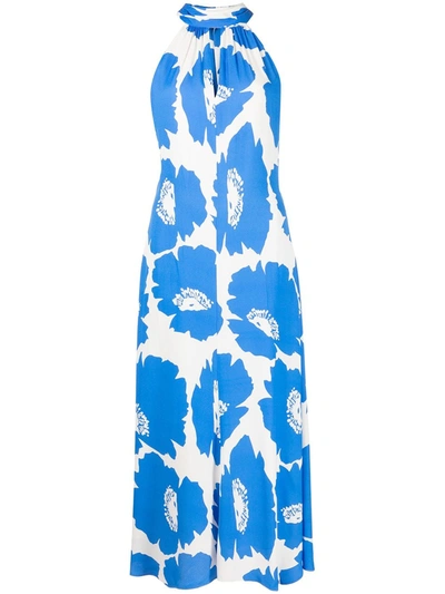 Milly Floral-print Halterneck Dress In Blue