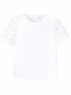SEE BY CHLOÉ LACE-SLEEVE COTTON T-SHIRT