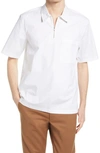 Club Monaco Popover Short Sleeve Quarter Zip Shirt In White