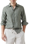 Rodd & Gunn Seaford Linen Button-up Shirt In Olive