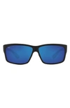 Costa Del Mar 60mm Rectangle Sunglasses In Solid Black
