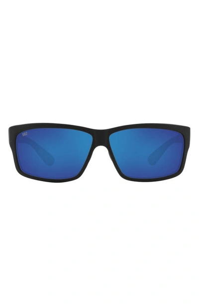 Costa Del Mar 60mm Rectangle Sunglasses In Solid Black