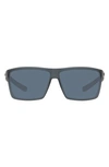 Costa Del Mar 63mm Polarized Oversize Rectangular Sunglasses In Grey