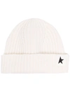 GOLDEN GOOSE STAR PATCH RIBBED BEANIE
