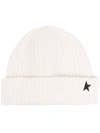 Golden Goose Star Beanie Hats In White Wool In Weiss