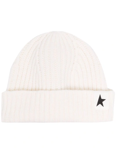 Golden Goose Star Beanie Hats In White Wool