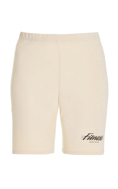 Sporty And Rich Womens Creampuff Fitness Brand-print High-rise Cotton-jersey Shorts S In Neutral