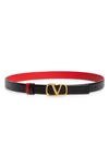 Valentino Garavani Vlogo Buckle Reversible Leather Belt In Nero-rouge