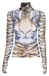 Afrm Zadie Semi Sheer Turtleneck In Wild Tiger