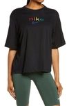 Nike Plus Size Rainbow-logo Dry-fit T-shirt In Black