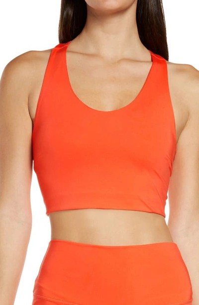 Zella Studio Lite Longline Bra In Coral Hot
