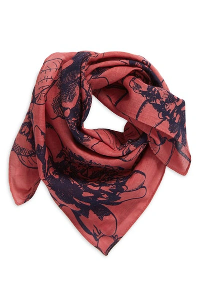 Treasure & Bond Floral Square Bandana In Pink Sketchy Floral