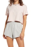 Open Edit Boxy Crop T-shirt In Pink Lotus