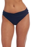 La Blanca Island Goddess Shirred Bikini Bottom In Indigo