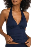 La Blanca Island Goddess Halter Tankini Swim Top In Indigo