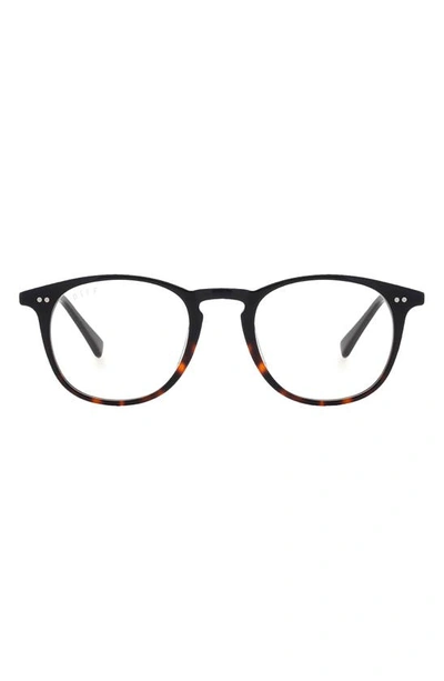 Diff Jaxson 51mm Square Blue Light Blocking Glasses In Black / Tortoise/ Clear