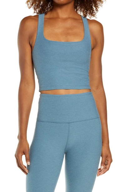 Beyond Yoga Space Dye Square Neck Crop Tank In Blue Mirage