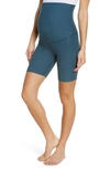 Beyond Yoga Love The Bump Maternity Bike Shorts In Stellar Blue Heather