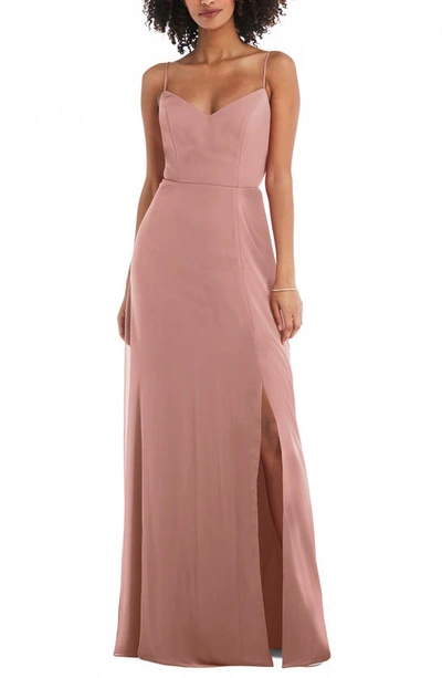 After Six Tie Back Cutout Chiffon Gown In Desert Rose