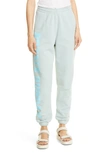 Rotate Birger Christensen Mimi Printed Organic Cotton-fleece Track Pants In Blue Surf
