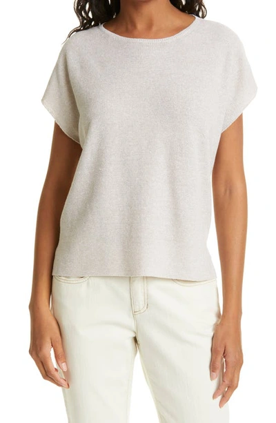 Eileen Fisher Boxy Crewneck Top In Natural White