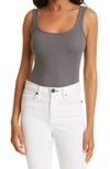 Rag & Bone The Essential Scoop Neck Ribbed Tank In Grey Paver
