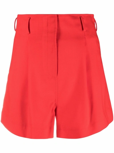 Racil Pleated High-waist Shorts In 红色
