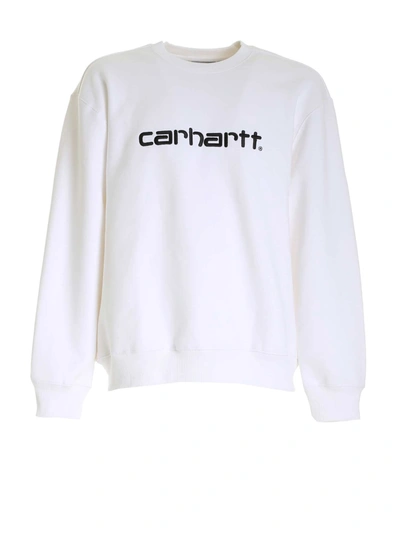 Carhartt Embroidered Logo Rib-trimmed Sweatshirt In White