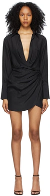 Gauge81 Naha Draped Mini Shirt Dress In Black