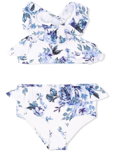 Zimmermann Kids' Aliane Butterfly Frill Bikini Set In Light Blue