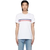 Moncler White Tricolor Stripe Logo T-shirt In 001 White