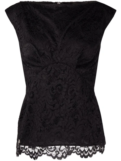 Philipp Plein Lace-patterned Sleeveless Blouse In Schwarz