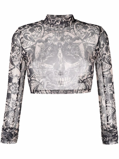Philipp Plein New Baroque Cropped Top In Nude